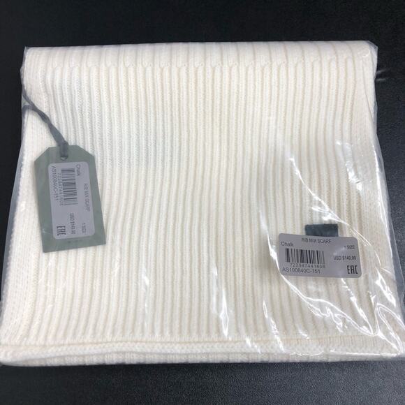 NEW ALLSAINTS Wool Blend Ribbed Knit Scarf in Chalk - Picture 2 of 4